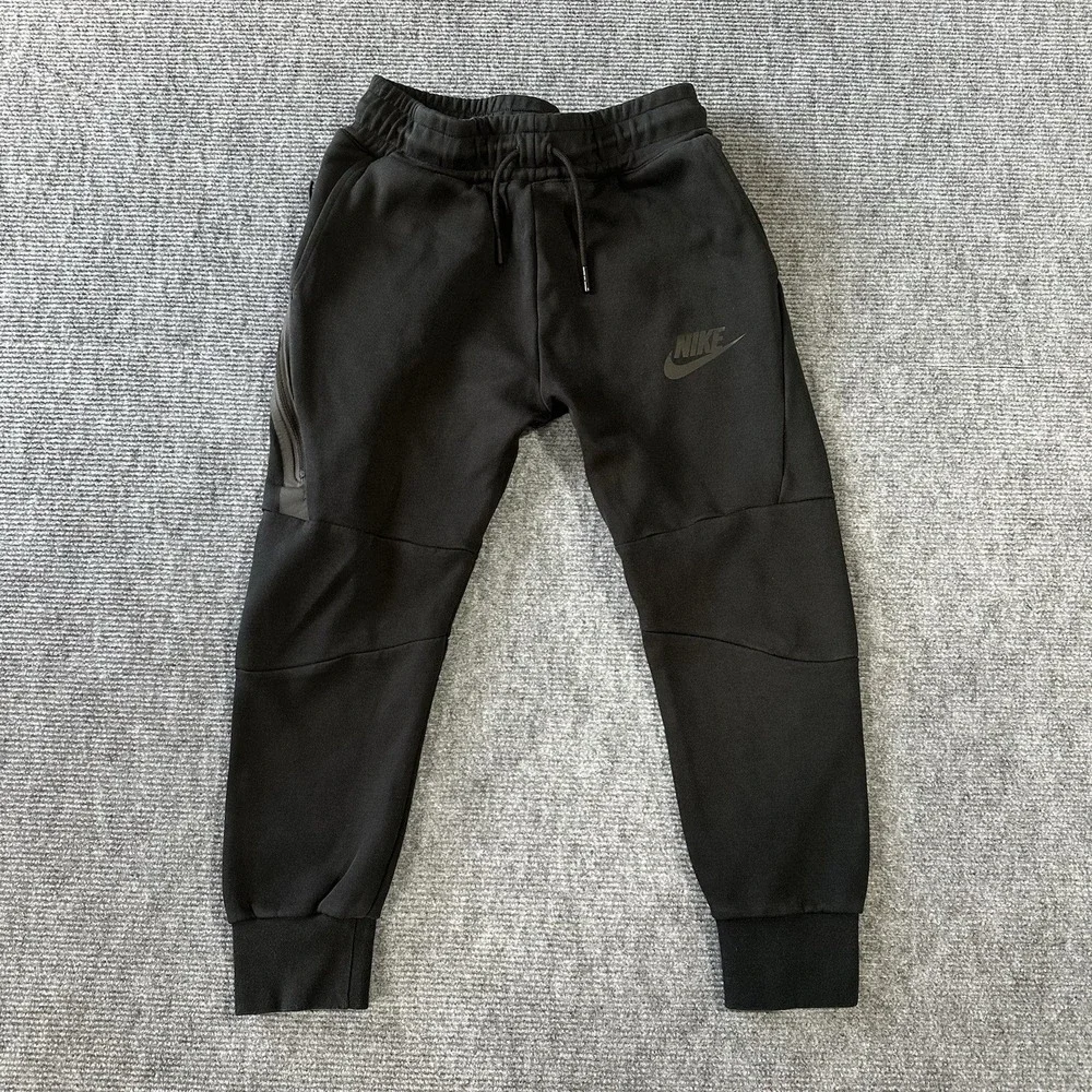 Nike Boy's Black Jogger Pants Size S Polyester Drawstring Elastic Waist 27